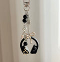 Punk Stars Earphone Keychain Y2K Metal Bowknot Love Heart Chain Keyring Unisex Bag Car Key Charm